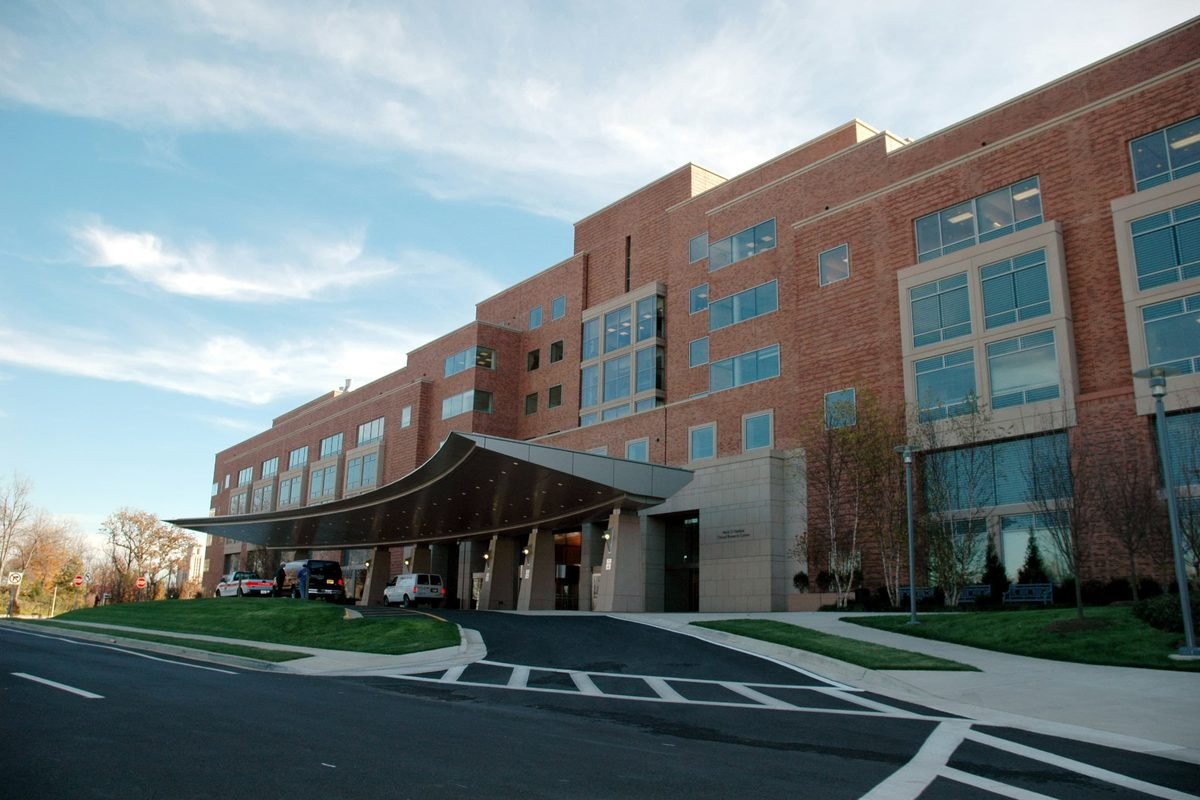 Hospital and clinical research centre entrance